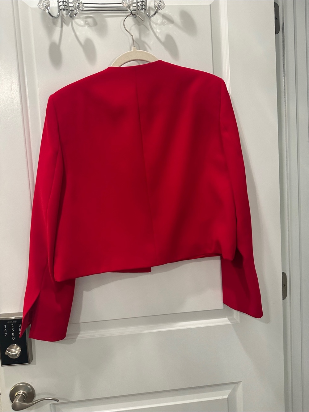 Zara Red Collarless Cropped Blazer - Picture 3 of 4